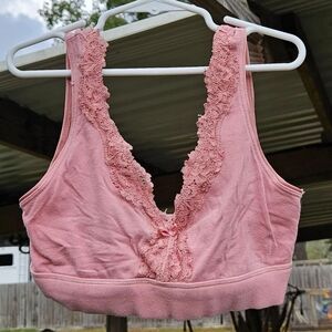 Lace Trim Pink and Green Bralette